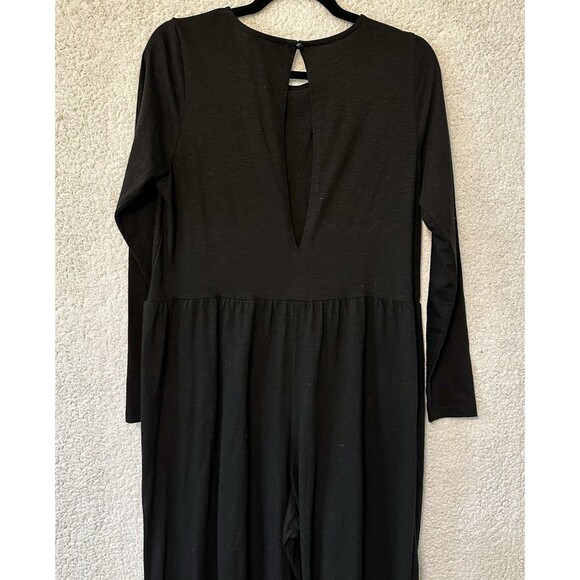 Asos Design Jumpsuit Womens Size 10 Black Flowy Wide Leg Pants Keyhole Back - Picture 9 of 13